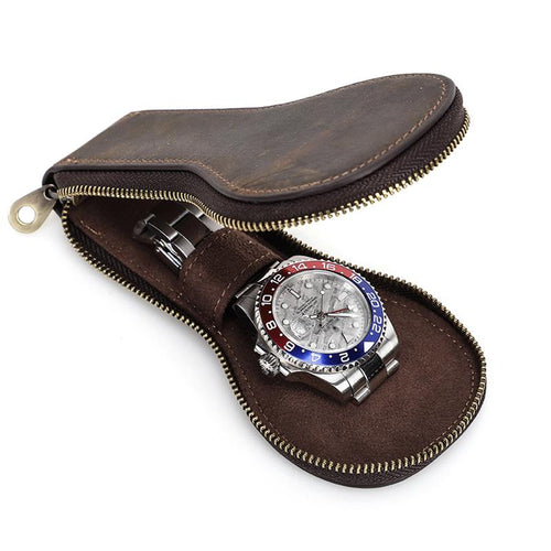Wecker Vintage Leather Watch Travel Case