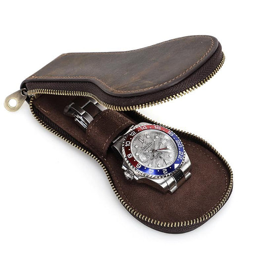 Wecker Vintage Leather Watch Travel Case