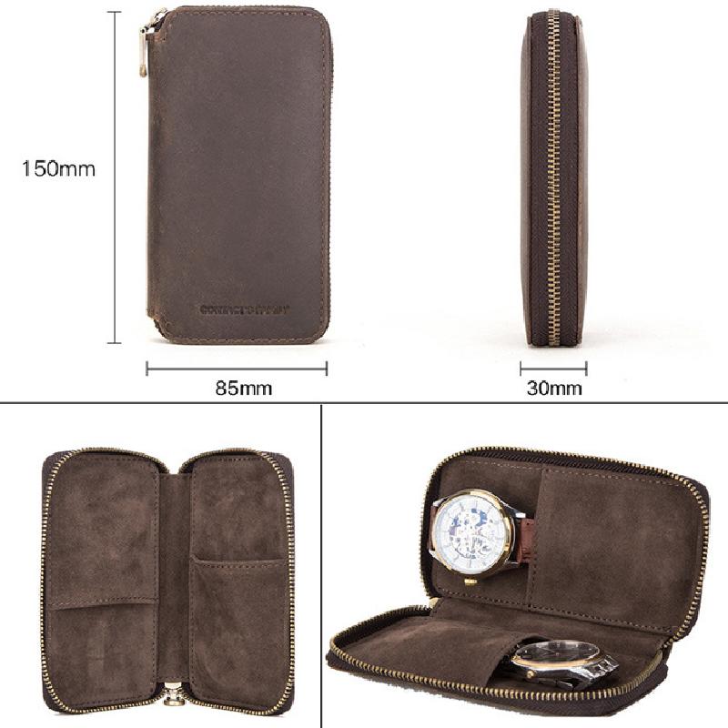 Wecker Vintage Handmade Leather Watch Storage Bag