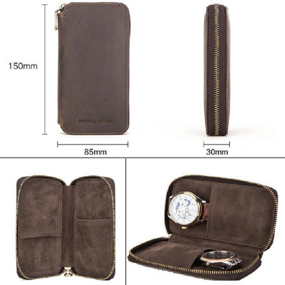 Wecker Vintage Handmade Leather Watch Storage Bag