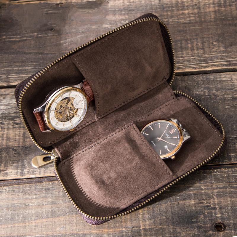 Wecker Vintage Handmade Leather Watch Storage Bag