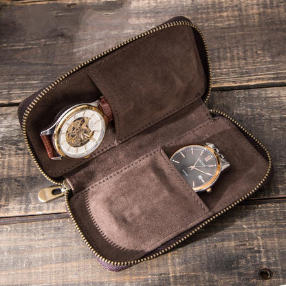 Wecker Vintage Handmade Leather Watch Storage Bag